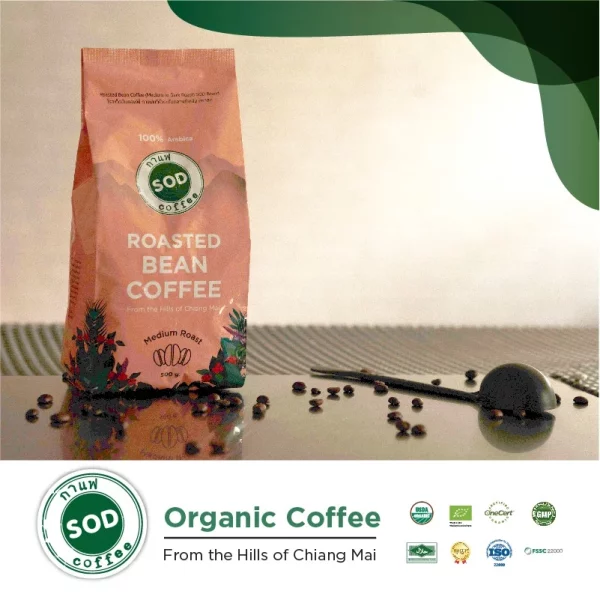 Organic Roasted Bean Coffee Medium Roast 500g - Image 2